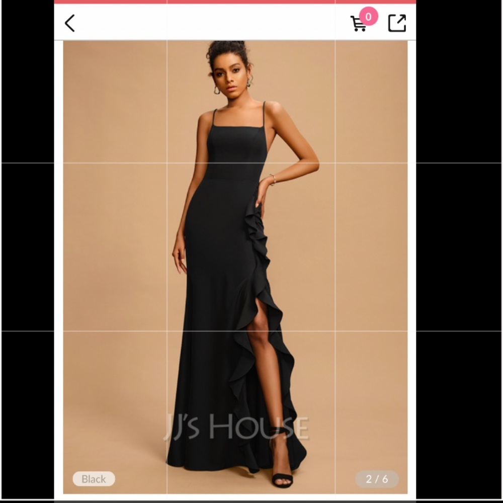 NEW (RED) JJ’s House Square Neckline Floor-Length Prom Dresses With Ruffle